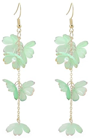 Enautoabs Boucles D'oreilles Longues Fleurs Pendantes Sakura Boucles D'oreilles Fleurs De Cerisier Rose pour Femmes Bijoux