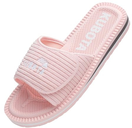 Kubota Badelatschen mit Klettverschluss - Badeschuhe für Herren & Damen - Badeschlappen für Strand – Baden Latschen - Schuhe fur Dusch und Sauna - Rosa - 40