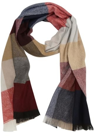 beybey® Edler Winterschal für Damen & Herren – XXL Karoschal – weich, warm & hochwertig – klassisch zeitloses Design in eleganten Farben (Bordeaux Beige)