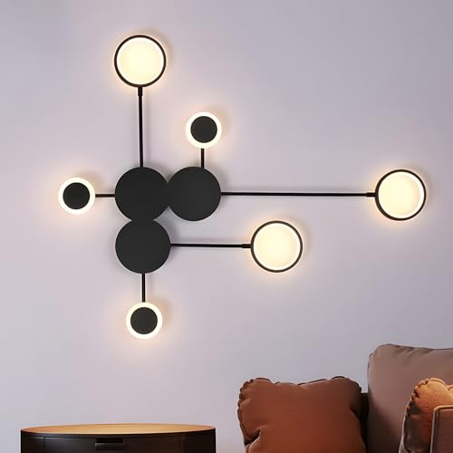 ZTWLEED LED Wandleuchte Innen,26W 3400LM Wandlampe Innen Modern | Drei Farbtemperaturen 3000K/4000K/6000K,Wandleuchte Schwarz für Schlafzimmer Wohnzimmer Korridor,110-240V