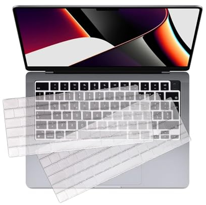 2PCS Protection de Clavier pour MacBook Air 13.6/15 M4 M3 M2, Pro 14/Pro16 M3 M2 M1, Disposition QWERTZ EU - Couvre-Protection TPU Transparent - Ultra Mince