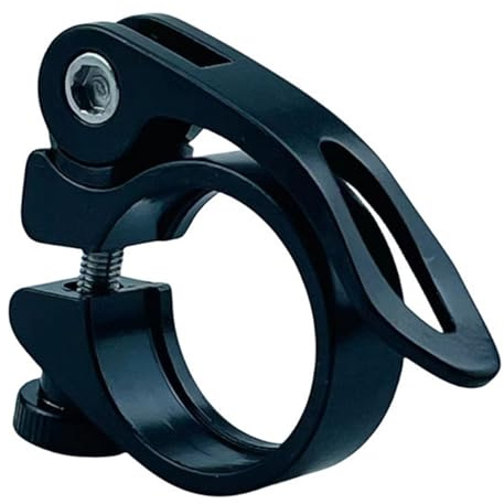 Lumi Zenva Collier de serrage de selle de vélo avec blocage rapide – 27.2 et 28.6 Collier de serrage de selle en aluminium – Noir/argenté (noir, 31,8 mm)