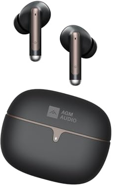 AGM Buds 5 Wireless Earbuds Bluetooth Headphone, Deep Bass, True Wireless Stereo, 40H Playback Mini Case, IP54 Waterproof & Sweatproof for IOS & Android, Bluetooth 5.4 (Black)