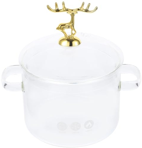 Garneck Pentola da Cucina in Vetro Borosilicato con Doppia Maniglia Pentola per Zuppa e Stufati Domestici Adatta per Pasta Verdure e Cottura Multifunzione