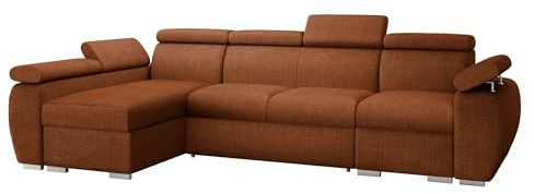 Mirjan24 Ecksofa Boston LCP, Eckcouch mit Schlaffunktion und 2 Bettkästen, Polsterecke mit Einstellbare Kopfstützen, L-Sofa, Wohnlandschaft (Flow 09, Seite: Links - LCP+2R+1P(65)