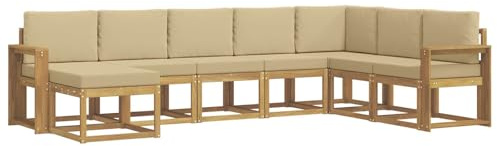 vidaXL Outdoor-Sofagarnitur mit Kissen 8 pcs Weiß und Beige, Moderner Garten Sofa, wetterfeste Eckcouch, Möbel zum Entspannen auf Terrasse, Patio Lounge und Komfortset