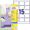 AVERY Zweckform C6080-10 Hochglanz-Etiketten (150 Glossy Aufkleber, 63,5x46,6mm auf A4, selbstklebend, bedruckbar, hochglänzendes Papier zur Produktkennzeichnung, für Inkjet-Drucker) 10 Blatt, weiß
