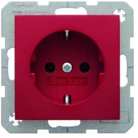 Hager Berk Steckdose SCHUKO 47438912 rot glänzend, 250 V, Weiß