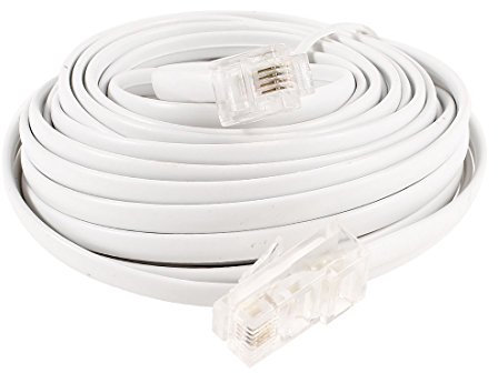 sourcing map 6M 20ft câble RJ11 6P4C vers RJ45 8P4C Téléphone Blanc Câbles réseau modulaire