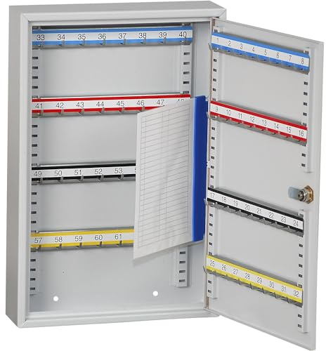 QUIPO | Schlüsselschrank | 64 Haken | Lichtgrau RAL 7035 | Eisen | 64 Haken, HxBxT 450 x 300 x 80 mm, lichtgrau