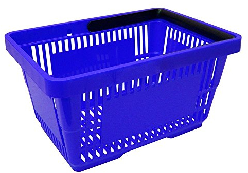 1 Einkaufskorb aus Kunststoff, Tragekorb, Shopping Basket, Supermarkt, Plastik mit Henkel 21 Liter stapelbar blau