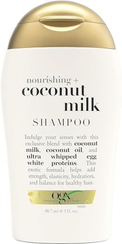 OGX Nourishing + Coconut Milk Shampoo da viaggio idratante con Latte e Olio di Cocco e Proteine del Latte, Shampoo capelli secchi in pratico formato travel size per viaggi e vacanze da 88.7 ml