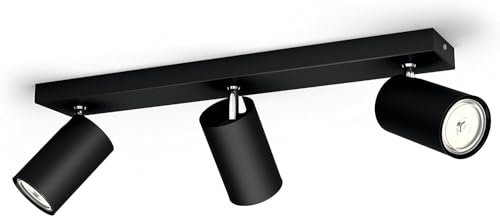 Philips Luminaires Faretto Kosipo, 3 Punti Luce, Attacco GU10, 10W, Nero