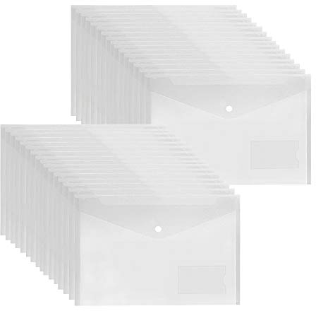 Dokumententasche A4 Transparent - 36 Stück Dokumentenmappe Sammelmappe din A4 Sichttasche mit Druckknopf