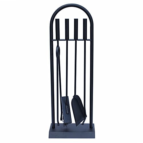 JVL Lambeth Contemporaneo Camino Arco Set di Utensili, Acciaio, Nero, 23 x 14 x 66 cm, 4 Pezzi