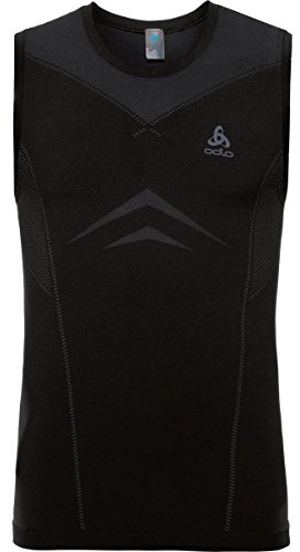 Odlo Herren Shirt SUW Crew neck Singlet PERFORMANCE LIGHT, black/graphite grey, S, 188022