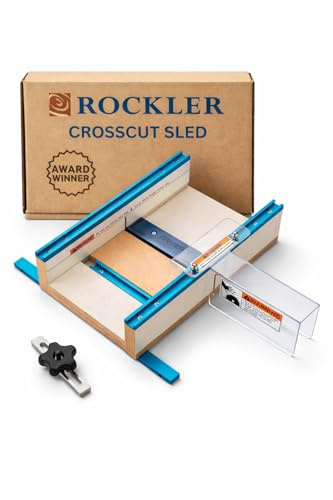 Rockler Table Saw Small Parts Crosscut Sled - 90° Angle, Zero-Clearance Support, Blade Guard, Miter Track Stop