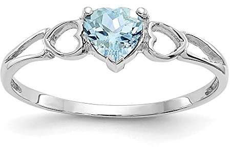 Verlobungsring für Damen, 10 Karat Weißgold, poliert, Aquamarin, Größe 6 (0,37 Karat)