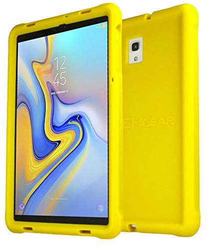 ECHGEAR Schutzhülle für Samsung Galaxy Tab A 10,5 (T590 T595), [Kinderfreundlich] Leichtes Koffer Silikon Soft Shell Anti-Rutsch-Shockproof verstärkte Ecken + Displayschutzfolie. - Gelb