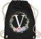 Shirtracer Turnbeutel Rucksack - Geschenk Initialen - Tasche - Blumenkranz mit Buchstabe V - Unisize - Schwarz - turnsackerl kindergarten buchstaben beutel kita anfangsbuchstabe beuteltasche name