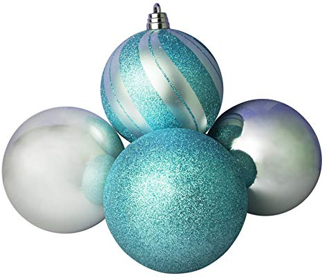 Christmas Tree Decoration - 4 Pack 150mm Baubles - Ice Blue 3366