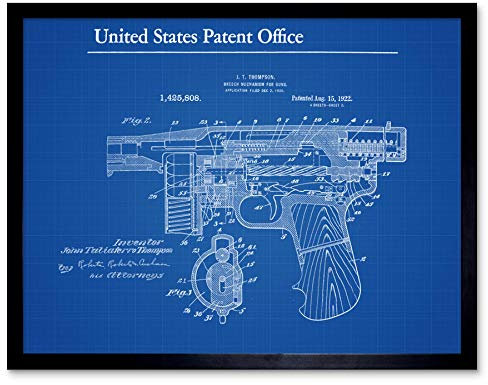 Artery8 Thompson Tommy Breech Mechanism Gun 1922 Detail Patent Art Print Framed Poster Wall Decor 12x16 inch Wand Deko