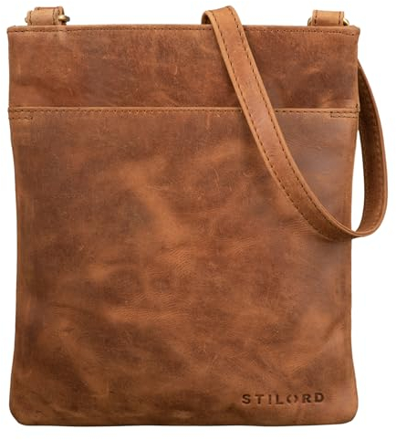 STILORD 'Alicia' Kleine Ledertasche Umhängetasche Damen Ausgehtasche Schultertasche Handtasche Echtes Leder im Eleganten Vintage Design, Farbe:taranto - braun