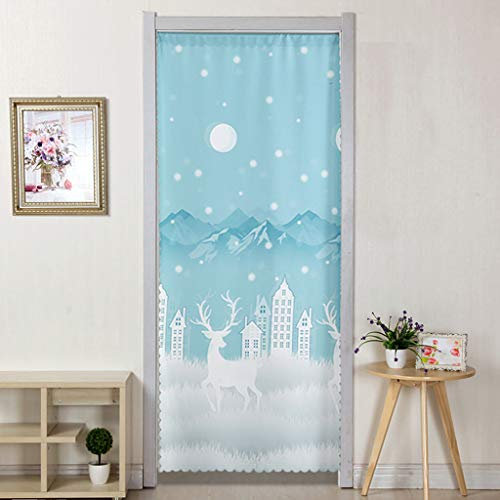 Yaland türvorhänge mit Muster Wandteppich lang vorhänge modern gardinen Heimtextilien Raumteiler mit Elch (BxH 70X200cm) blau 1 Stück