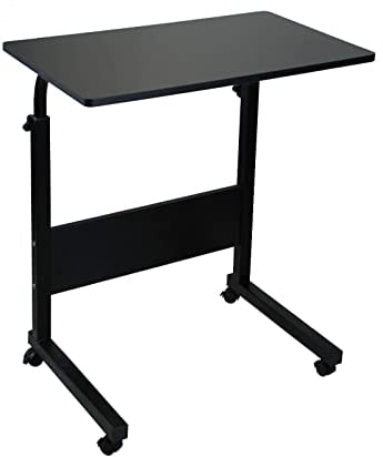 simpahome Height Adjustable Mobile Table Workstation Laptop Overbed Multi Table with Metal Frame & Rolling Castors - Black