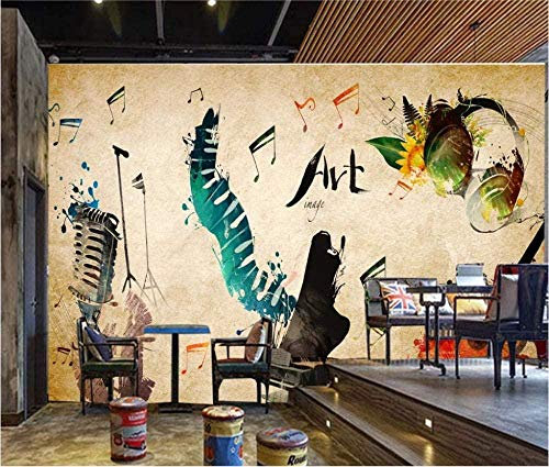 Tapete Benutzerdefinierte 3D-Fototapete Retro Graffiti Musik Wandbild Jungen Schlafzimmer Wohnzimmer Kindergarten Schule Tapete Wanddekoration fototapete 3d Vlies wandbild Schlafzimmer-300cm×210cm