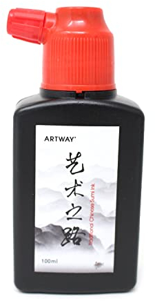 Artway Encre chinoise Sumi - Encre noire dense pour dessin chinois - 100 ml