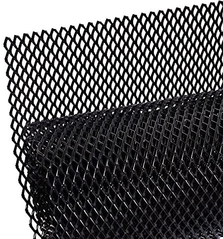 AggAuto 120×40cm Negro Rejilla de carreras, Tamaño del Rómbico de 6×12mm, rejilla estirada de aleación de aluminio, ajuste universal rejilla del radiador del automóvil