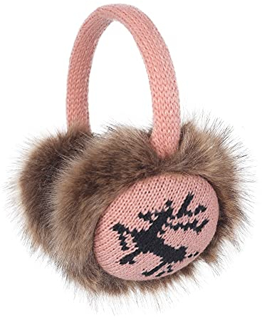 ZLYC Hiver Cache Fausse fourrure Cache-oreilles pour Femmes(Rose Élan)