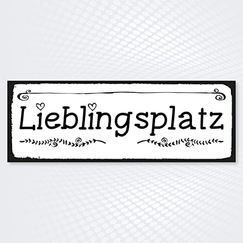 PICO Signs Hochwertiges Dekoschild aus Holz Lieblingsplatz 280 x 100 mm rechteckig | Lieblingsplatz Zuhause Wohnzimmer |