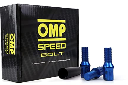 OMP Speed Juego de 20 Tornillos Acero de Colores M14X1.5 Llave de 17/19 Largo 27mm Color Azul y Material DIN 10.9