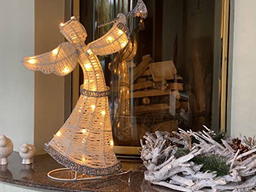 LEDZEIT - Relax Serie - LED Engel Klein, Deko Figur, Strombetrieben, mit Timer, 50cm, warmweiß, Außen und Innen, Deko für Zimmer, Garten, Für Tisch, Fensterbank, Kamin, Weihnachten Figur, Geschenk