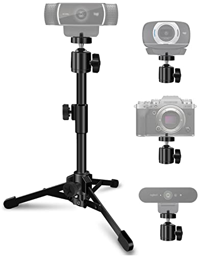 Mictop Desktop Webcam Tripod Stand, Extendable Webcam Camera Stand Mount with Rotation Platform for Logitech Stream Webcam C925e C922x C922 C930e C930 C920 C615 and Other Devices with 1/4 Thread