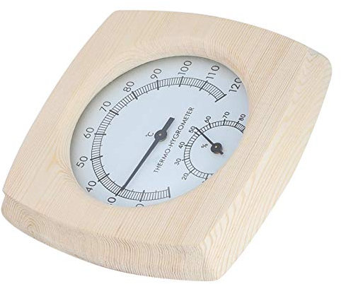 Kuuleyn Sauna-Thermometer, Sauna-Thermostat, Sauna-Uhr, Holz-Thermo-Hygrometer, Thermometer-Hygrometer für Badezimmer, Sauna-Raumzubehör