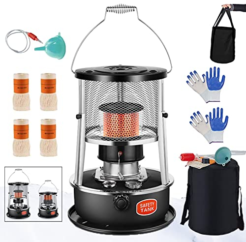 Samnuerly Réchaud de Camping Portable au kérosène 2 en 1 Chauffage au pétrole 4,6 L, Chauffage intérieur extérieur pour la Chasse, Survie, Panne de Courant d'urgence (Noir B)