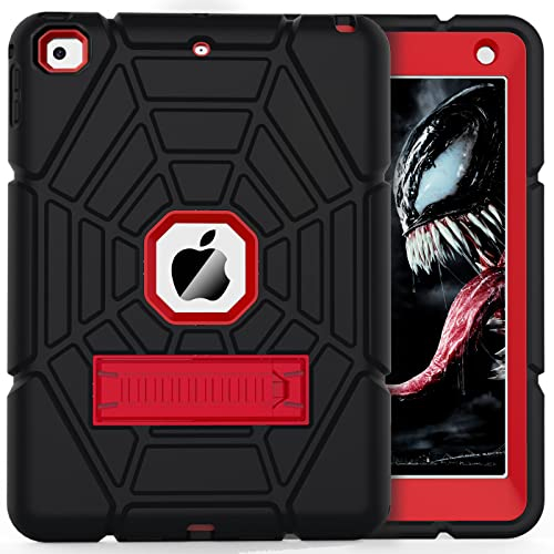 Grifobes für iPad 6. 5. Generation hülle 2018/2017, ipad air 2 hülle 2014, Apple iPad 9.7 Zoll hüllen mit Robuste Stoßfeste Schützende Hülle mit Ständer für Kinder Jungen Mädchen, Schwarz+Rot