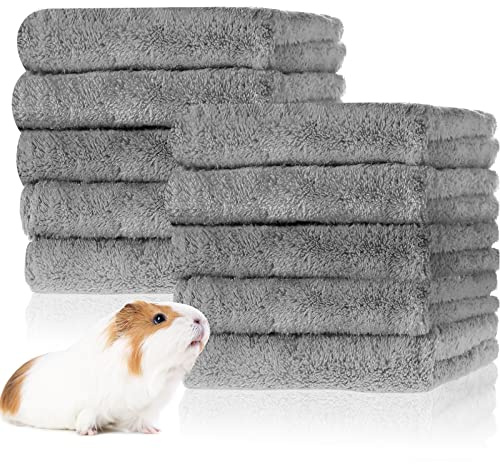Tatuo 10 Stück Meerschweinchen Decken Fleece 30 x 30 cm | Weiche Fleece Käfig Einlagen, Schlafmatten für Kleintier, Hamster, Katze, Haustier Decken, Grau