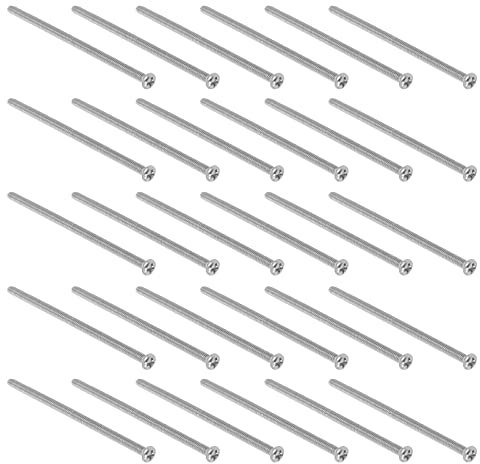 QUARKZMAN M2 Piatta Phillips Croce Testa Vite x 60pz 304 Inox Acciaio Fissaggi Bulloni per Precisione e Industriale Macchine, [40mm Lunghezza, Argento Tono]
