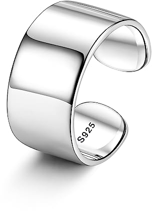 Chriscoco 925 Silber Ringe für Damen Verstellbare Ring Bandring Verlobungsring Eheringe Daumenring Verstellbar Offener Ring für Damen Herren 10MM