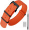 ANNEFIT Nylon Uhrenarmbänder 20mm mit Edelstahl Metall Schwarz Schließe, Sport Atmungsaktive Ersatzarmband (Orange)