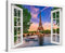 PICANOVA – Leinwandbild 30x20cm Eiffelturm Paris Fenster – Leinwanddruck – Wandbild Kunstdruck Auf 2cm Holz-Keilrahmen Für Schlaf- Und Wohnzimmer Wanddekoration – Bild auf Leinwand