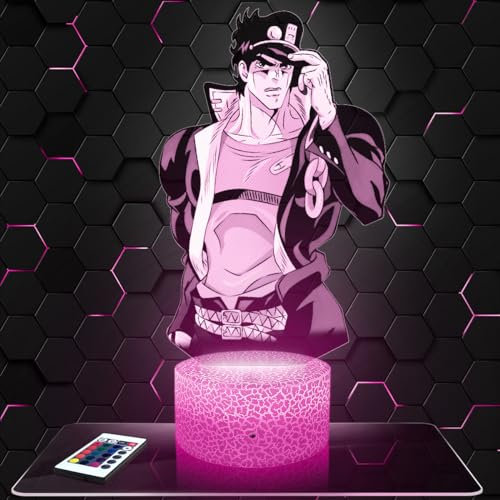 Lampephoto.fr - Jojo's Bizarre Advent ure Anime 3D Lampe, Touch Nachtlicht, Anime Geschenk, 3D Led Illusion Geschenkidee Weihnachten Geburtstag Junge und Mädchen TOP