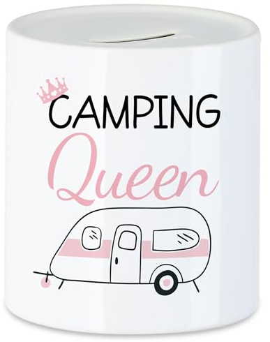 Hey!Print Camping Queen Spardose Wohnwagen Fans Geschenkidee Für Camper Camping-Platz