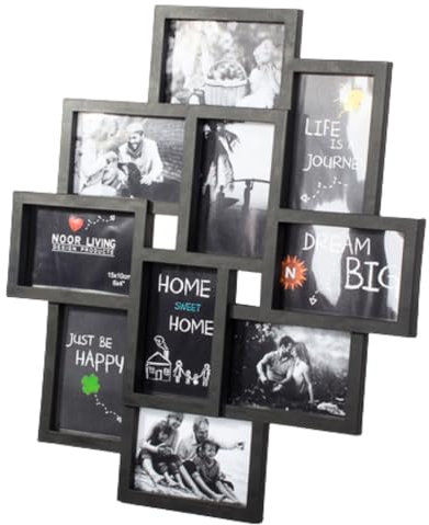 Generico Cornice 3D Multi Foto per 10 Fotografie Originali Tridimensionale Contorno (Contorno Bordo NERO)