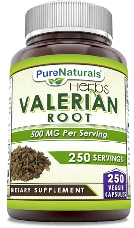 Pure Naturals Valerian Root Supplement | 500 Mg | Veggie Capsules | Non-GMO | Gluten Free | Made in USA (250 Count)