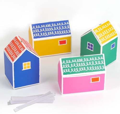 24 Stück Kreative Kleines Haus Geschenkbox (2 Größen), Bunte Partygeschenkbox, Geschenkbox für Geburtstagsfeier, Keksverpackung, Kuchen Karton, Pralinenschachtel, Papier Süßigkeitskästen